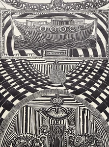 Jörg Shimon Schuldhess 1941-1992 Basel / Holzschnitt 1966 "Kosmisches Ereignis" - Picture 1 of 22