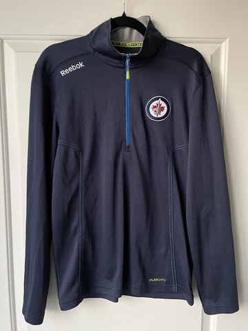Reebok NHL Center Ice Series Winnipeg Jets Men's Size Small Blue PlayDry Jacket Cover