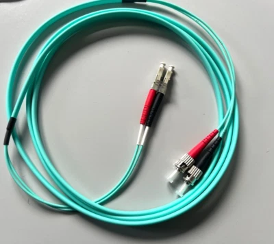 Glasfaser LWL Duplex Patchkabel LC-ST 50/125µ OM3 Duplex 2,0m mit Prüfprotokoll - Bild 1 von 2