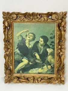 Corniciato Ornato Bartolome Esteban Murillo Stampa mangiatorpedini 12,5""x10-3/4"" Vintage - Foto 1 di 12