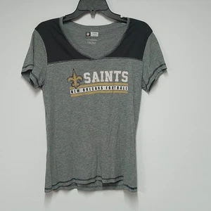 NFL Team Apparel Women's New Orleans Saints T-Shirt, Gray, Large, Free Shipping - Picture 1 of 4