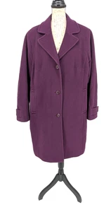 L. L. BEAN Womens Coat SIZE 1X Purple 100% Italian Wool Academia Business Great - Picture 1 of 14
