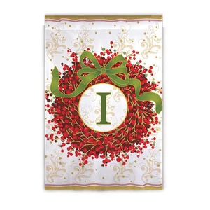 Flag, Gar, Holiday Monogram Wreath I,141257i - Picture 1 of 2
