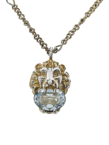 Collana Gucci Top GLD Uomo Testa di Leone Cristallo Placcato Peel Off Usata