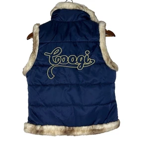 Coogi Women's M Faux Fur Lined Vest Navy Blue Puffer Winter Style NEW - Picture 1 of 16