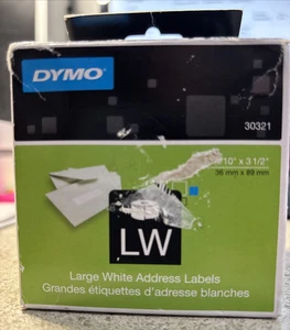 DYMO 30321 LW White Address Labels 1 4/10" x 3 1/2" 2x260 Rolls = 520 Labels New - Picture 1 of 3