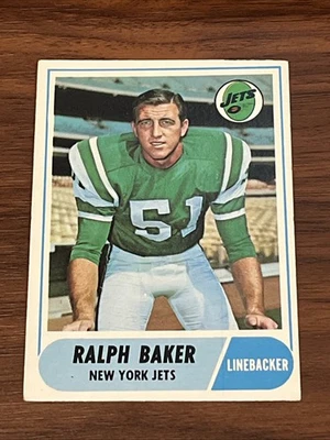 1968 Topps Football Ralph Baker #38 MISCUT New York Jets 1968RB2 - Image 1 of 2