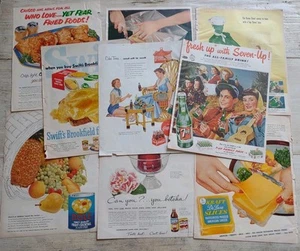 Vintage 1950s LOT of 9 Magazine FOOD SODA Advertisements Ads 7-UP Coca Cola Etc - Picture 1 of 24
