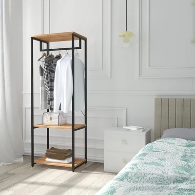 Kleiderständer Kleiderschrank Wäscheständer mit Schuhregal Ablage Holz #1443 - Bild 1 von 4