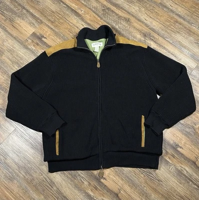 Мужской свитер Orvis XL черный на молнии замшевые наплечные нашивки уличный военный - Изображение 1 из 4