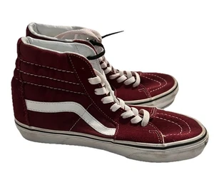 Vans Off the Wall Old Skool SK8 Hi Top Sneaker Shoe Maroon Mens 5.5 Womens 7 - Picture 1 of 5