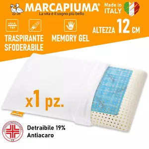 CUSCINO MEMORY GEL SAPONETTA FRESCO ESTATE CALDO INVERNO SFODERABILE Marcapiuma - Imagen 1 de 5