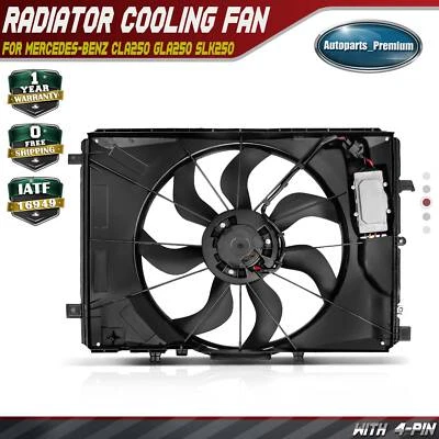 Одинарный вентилятор радиатора с плащаницей в сборе для Mercedes-Benz CLA250 GLA250 SLK250 - Изображение 1 из 4