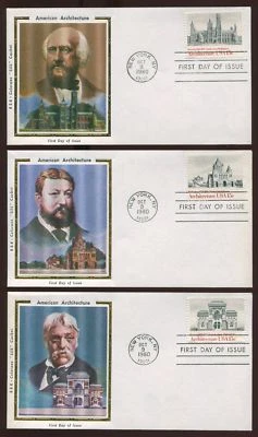 #1838-41 15c American Architecture  Set of 5 FDC's Colorano Silk Cachets  FD4597 - Image 1 of 2