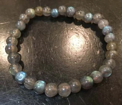 Labradorite Elastic Bracelet, 6mm Beads, Natural Labradorite Beaded Bracelet - Image 1 of 4