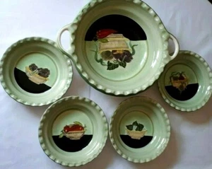 Roscher Earthware Schüssel Set Pasta Obst Servierer grün 5-teilig - Bild 1 von 12