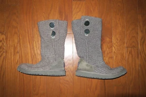 UGG Knit Tall Gray Sweater Boots Australia Women's Size 6 US Cardy Classic 5819 - Picture 1 of 7