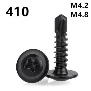 M4.2 M4.8 Black Stainless Steel Phillips Truss Washer Head Self Drilling Screws - Picture 1 of 12
