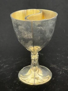 Silver Plated Heart Shape Wedding Double Toasting Chalice - Picture 1 of 10