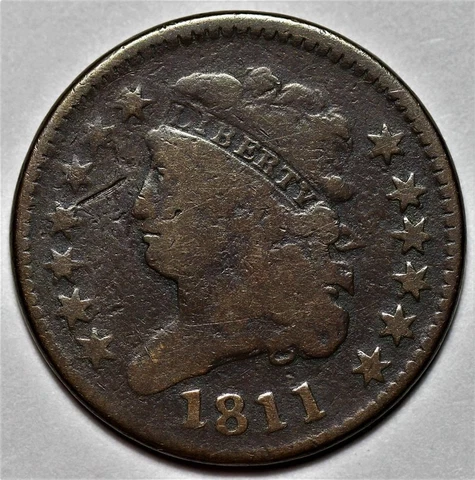 1811 Classic Head Half Cent - Key Date - US 1/2c Copper Penny Coin - L37 Cover