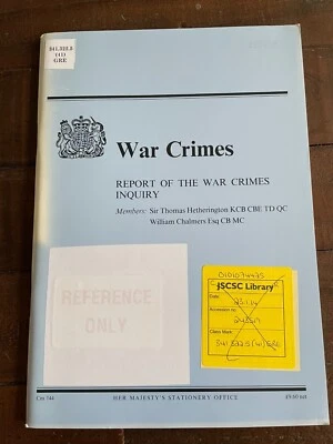 War Crimes - Report of the War Crimes Inquiry PB (HMSO) - Image 1 of 4