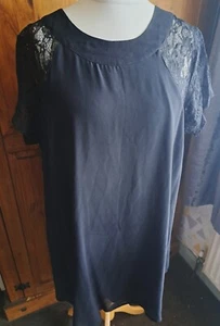 A BNWT Black Longer Length Blouse with Lace Trim by Simply Be Size 22 - Picture 1 of 2