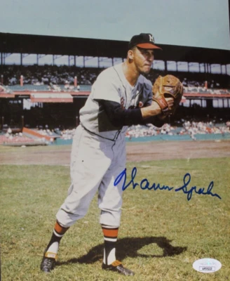 Warren Spahn (d.2003) Braves Signed Autographed 8x10 Photo JSA COA - Image 1 of 4