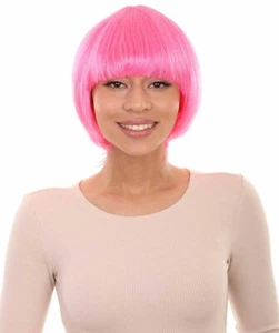 Adult Pink Women Girls BOB Short Straight Party Hair Cosplay Full Wigs HW-2713A - Picture 1 of 7