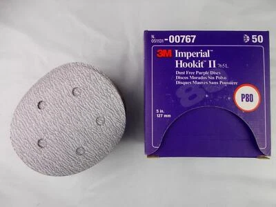 Lixa 3M Imperial Hookit II P80 Grit sem poeira 5" caixa com 50 discos de lixa - Imagem 1 de 4