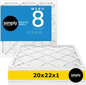 Simply Filters 20x22x1 MERV 8, MPR 600, AC Furnace HVAC Air Filter - Picture 1 of 56