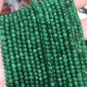 1pcs 2x4mm green jade Faceted Gemstone Loose Beads 14" Classic Hook - Picture 1 of 1