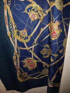 Tie Rack Scarf Made In Italy Equestrian Navy/Gold/Red - Picture 1 of 4
