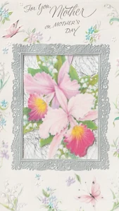 Vintage Iris Flower Floral Butterfly Mothers Day Greeting Card Gilt Fillagree - Picture 1 of 4