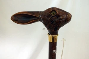 Vintage Concord Rabbit Head Cane Walking Stick Italy Hare Bunny 32.5 Inches NIB - Picture 1 of 7