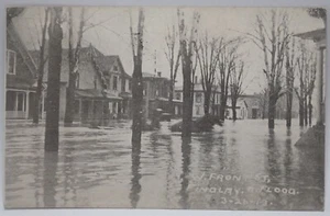 ANTIQUE 1913 W FRONT STREET FINDLAY OHIO FLOOD LITHO PHOTO DB POSTCARD - Picture 1 of 14
