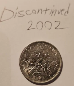Clearance priced 🇫🇷  1971 France 5 Francs Coin  🇫🇷 Nickel plated copper coin - Picture 1 of 11