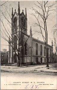 COUNTY STREET M.E. IGLESIA NUEVA POSTAL BEDFORD MASSACHUSETTS  - Imagen 1 de 2