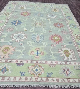 Grey-Green New Antique Oushak Contemporary Hand-Made Rug to decor living area. - Picture 1 of 7