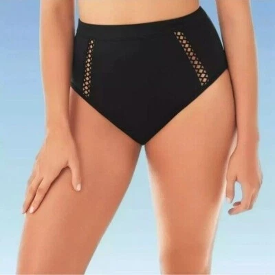Beach Betty Sz Large Bikini Swim Bottom Slimming Control Inset High Waist Black - Image 1 of 4