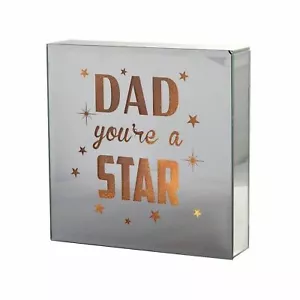 Dad You're A Star Light Up Glass Plaque Mirror Block Wall Decoration Gift Idea - Picture 1 of 1