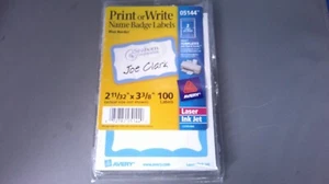 Pack of 100 Avery Hello My Name Is Light Blue Name Badge Label Sticker NEW - Picture 1 of 4