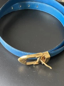 Rare Authentic Louis Vuitton Belt Blue Epi Leather Belt Gold Tone Buckle Women’s - Picture 1 of 8
