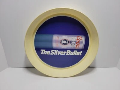 Coors Light Beer The Silver Bullet Beer Plastic Tray White 1990 13" - Image 1 of 4
