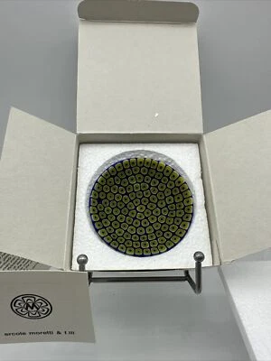 Brand New!!! Authentic Murano Glass Small Plate With Cert.-34 Peacock M3 3”x 3” - Image 1 of 4