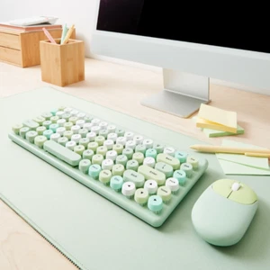 Wireless 3 in 1 keyboard set, wireless mouse and comfortable mouse pad, green - Picture 1 of 5