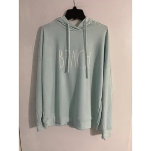 Rae Dunn beach hoodie women’s M mint green casual cozy oversized NEW - Picture 1 of 4