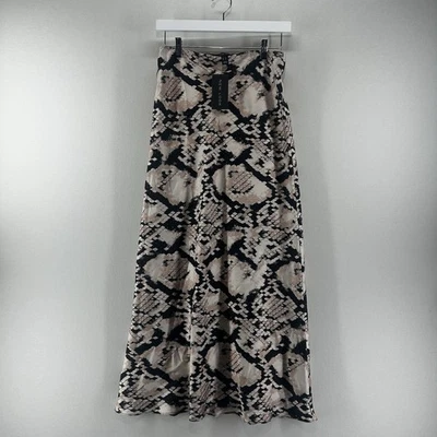 New Look Skirt Womens 8 Black Beige Snakeskin Print Long Stretch Pullover Casual - Image 1 of 4