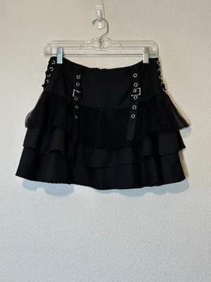 Minifalda Hot Topic para mujer gótica punk con volantes y hebilla de tul talla S negra Foto 1 de 4