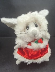 Vtg Sparkling Gemmy Animated Caroling Christmas Mouse Sings We Wish You A Merry - Picture 1 of 4