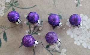 Weihnachten Glas Ornamente Lila Glitzer 1" Set If 6 - Bild 1 von 3